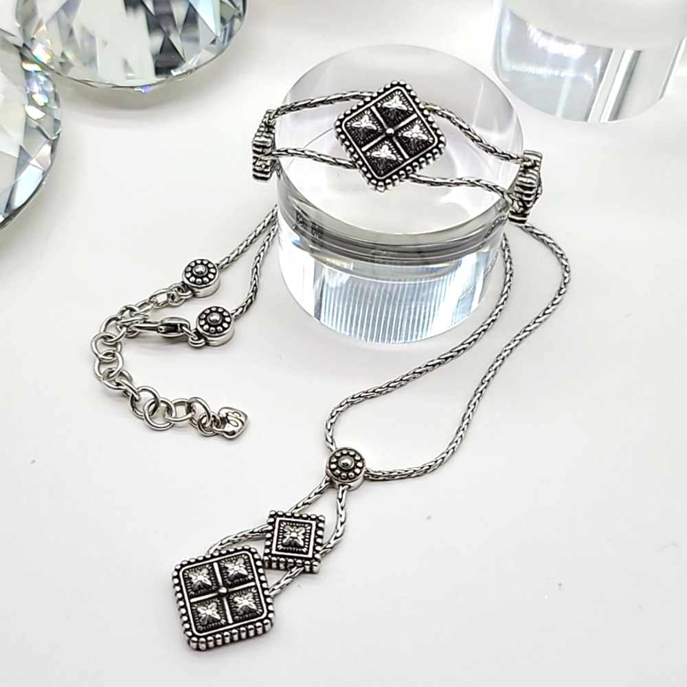 Brighton "GEO PENDULUM" Filigree & Dot Detailed Tiered Pendant & Bracelet Set!